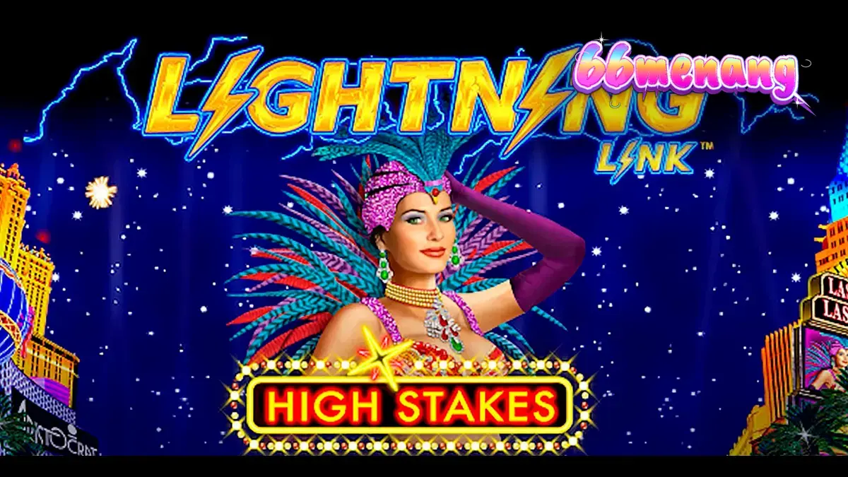 Tampilan visual mesin slot Lightning Link High Stakes dengan tema mewah Las Vegas